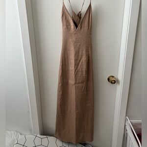 Zara Tan Backless Maxi Dress